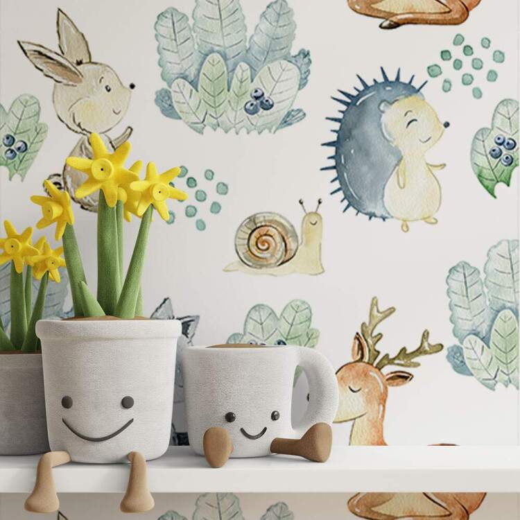 Papel de Parede Infantil Animais Aquarela