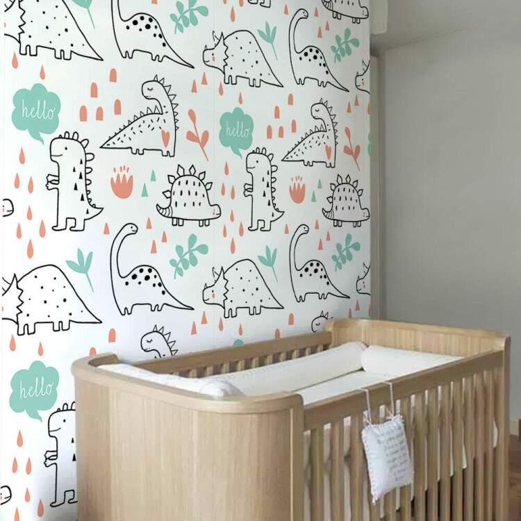 Papel de Parede Infantil Dinossauros Minimalista