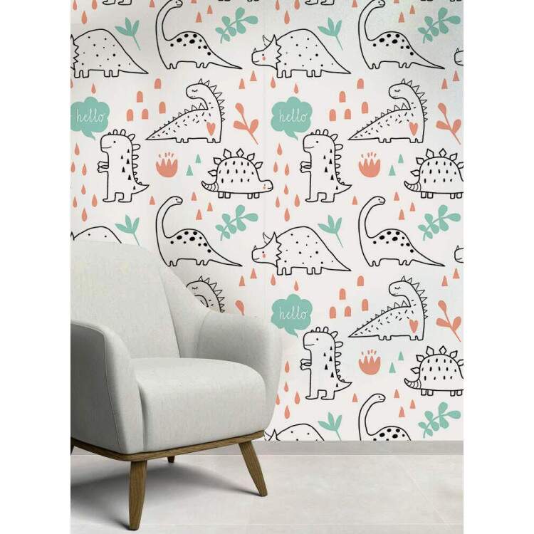 Papel de Parede Infantil Dinossauros Minimalista