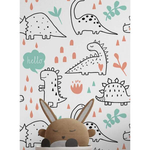 Papel de Parede Infantil Dinossauros Minimalista