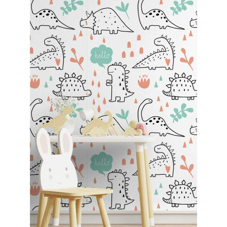 Papel de Parede Infantil Dinossauros Minimalista