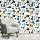Papel de Parede Infantil Dinossauros Azuis