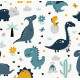 Papel de Parede Infantil Dinossauros Azuis