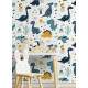 Papel de Parede Infantil Dinossauros Azuis