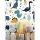 Papel de Parede Infantil Dinossauros Azuis