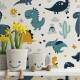Papel de Parede Infantil Dinossauros Azuis