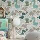 Papel de Parede Infantil Dinossauros Verde Baby