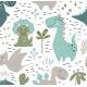 Papel de Parede Infantil Dinossauros Verde Baby