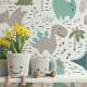 Papel de Parede Infantil Dinossauros Verde Baby