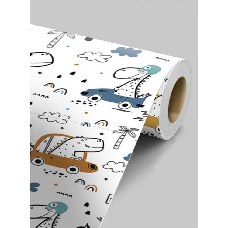 Papel de Parede Infantil Dinossauros com Carros