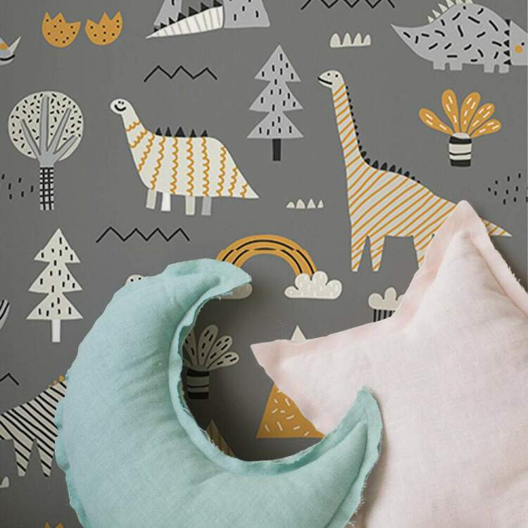 Papel de Parede Infantil Dinossauros na Floresta