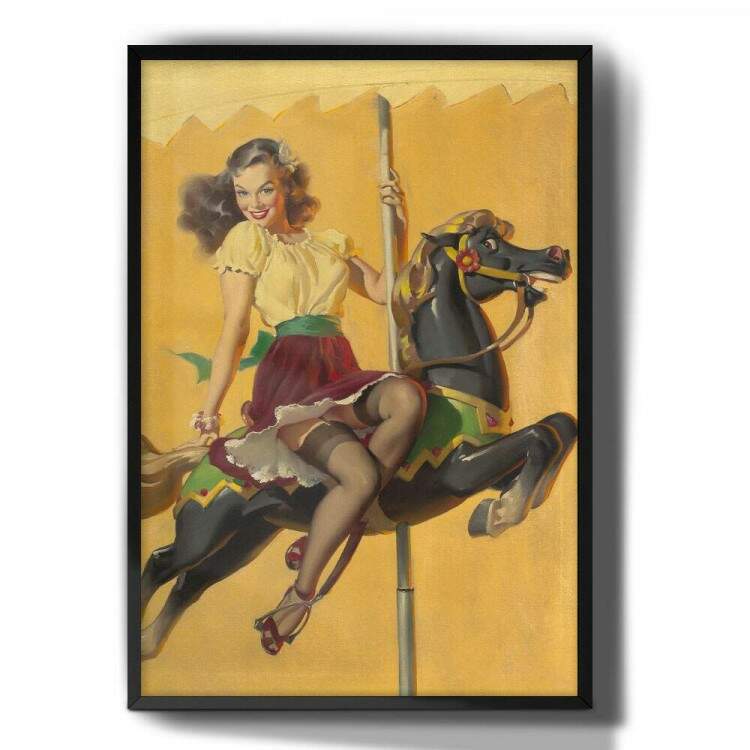 Quadro Decorativo Pin-Up Mulher no Carrosel