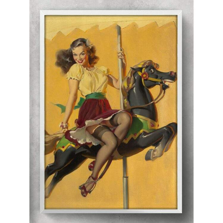 Quadro Decorativo Pin-Up Mulher no Carrosel