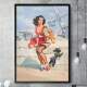 Quadro Decorativo Pin-Up Mulher de Vestido Vermelho