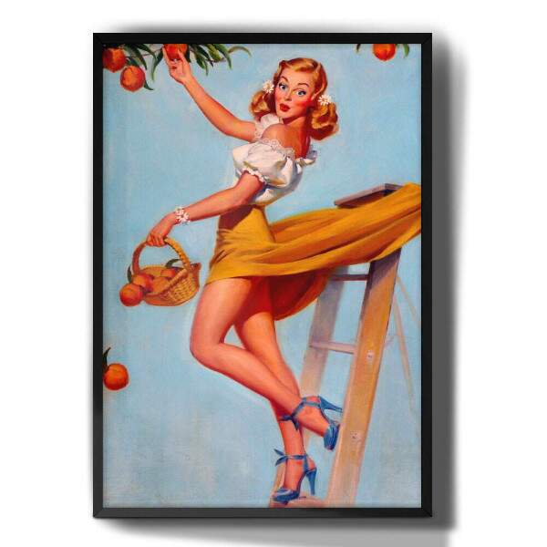 Quadro Decorativo Pin-Up Mulher Pegando Frutas