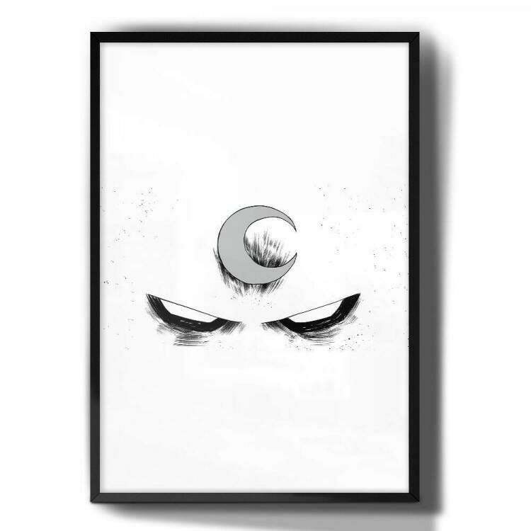 Quadro Decorativo Abstrato Cavaleiro da Lua Branco