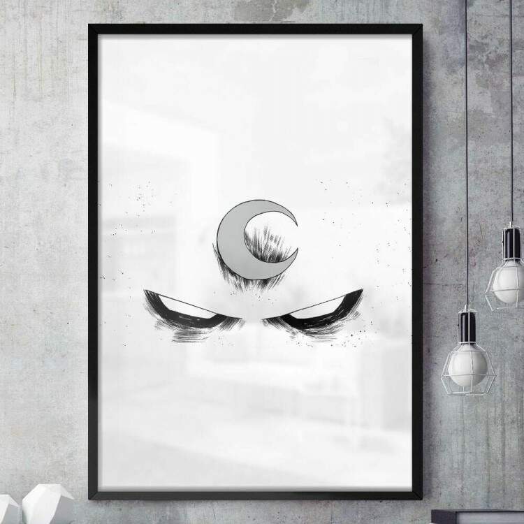 Quadro Decorativo Abstrato Cavaleiro da Lua Branco
