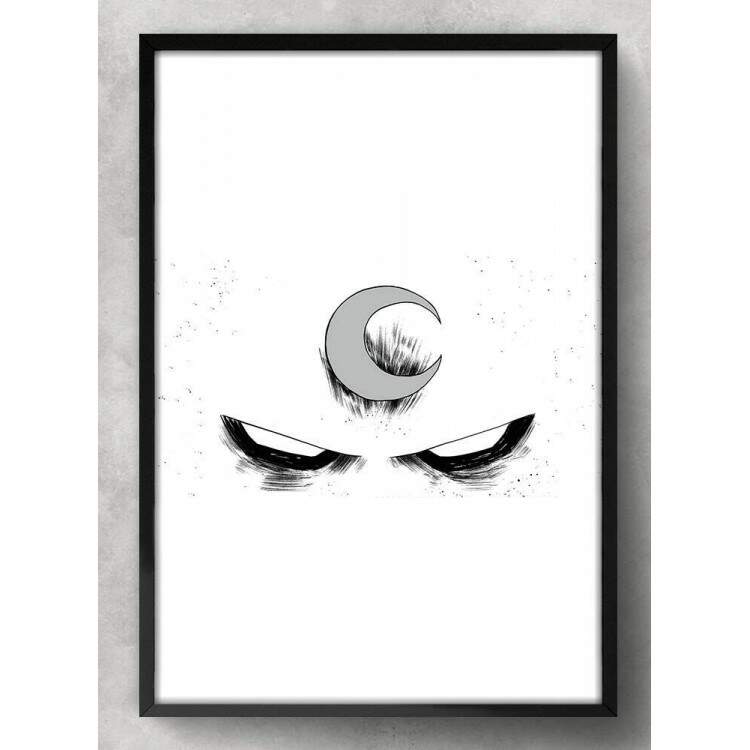 Quadro Decorativo Abstrato Cavaleiro da Lua Branco