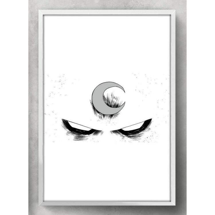 Quadro Decorativo Abstrato Cavaleiro da Lua Branco