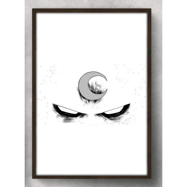 Quadro Decorativo Abstrato Cavaleiro da Lua Branco