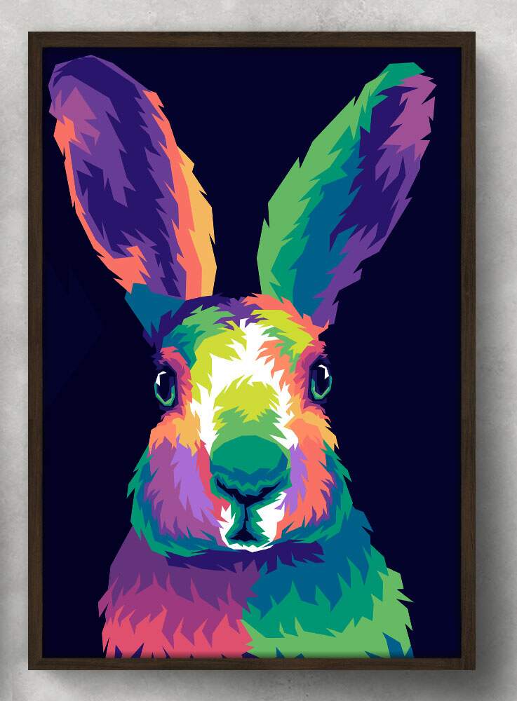 Quadro Decorativo Abstrato Coelho Colorido