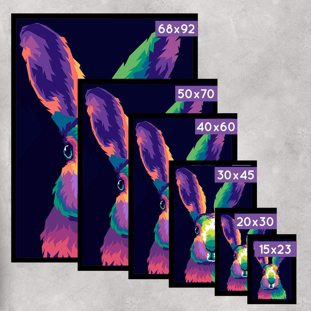 Quadro Decorativo Abstrato Coelho Colorido