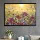 Quadro Decorativo Pintura Flores e Por do Sol
