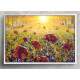 Quadro Decorativo Pintura Flores e Por do Sol