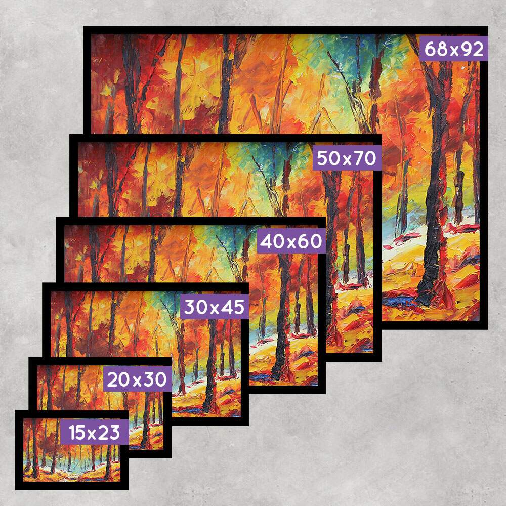 Quadro Decorativo Pintura Floresta Colorida