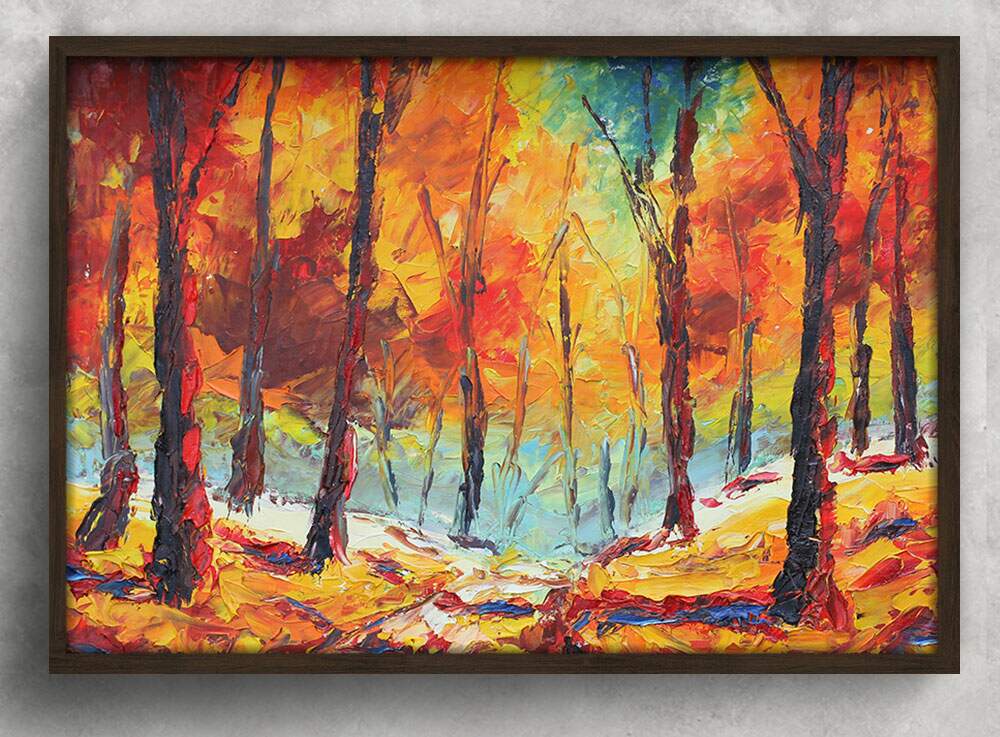 Quadro Decorativo Pintura Floresta Colorida