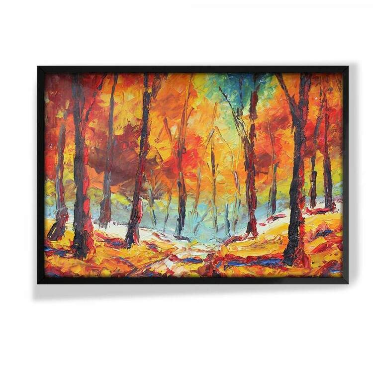 Quadro Decorativo Pintura Floresta Colorida