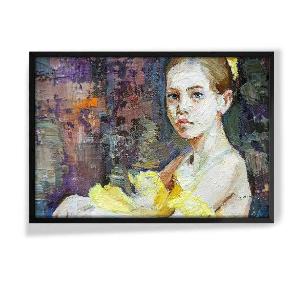 Quadro Decorativo Pintura Menina de Vestido Amarelo