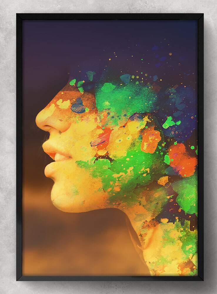 Quadro Decorativo Abstrato Mulher Colorida