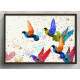 Quadro Decorativo Abstrato P�ssaros Aquarela