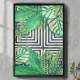Quadro Decorativo Abstrato Grego com Folhas