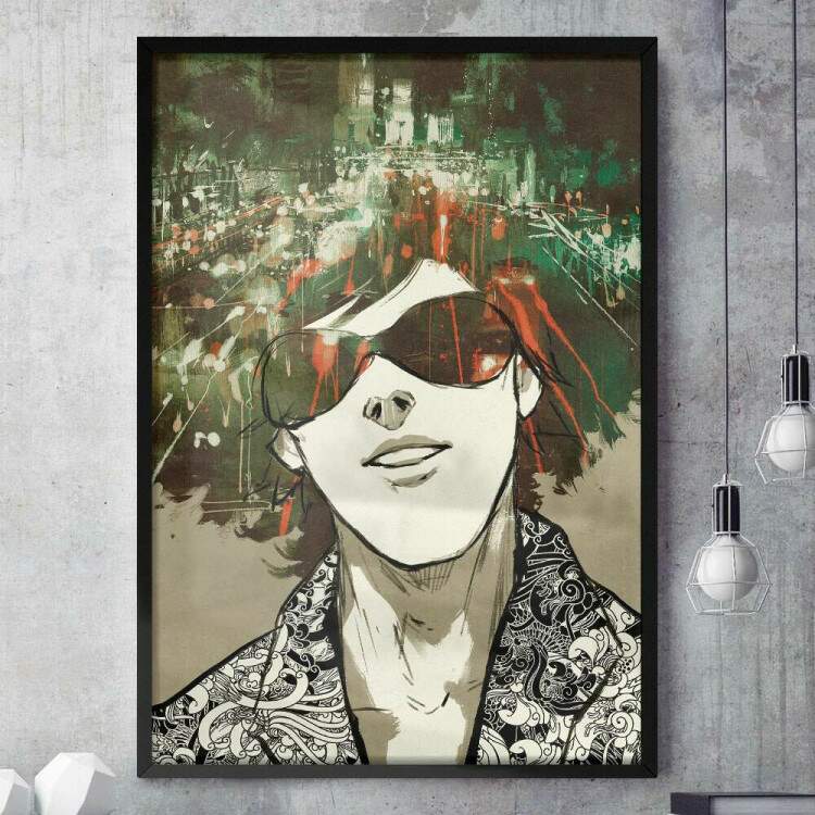 Quadro Decorativo Abstrato Homem Cabelo de Cidade