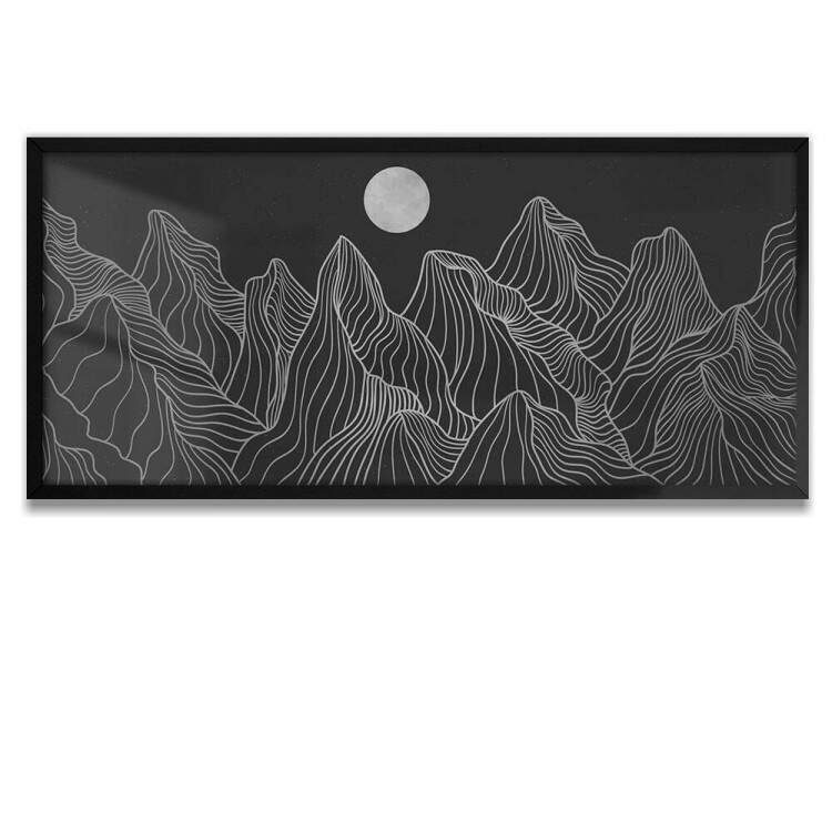 Quadro Decorativo Slim Abstrato Montanhas e Lua