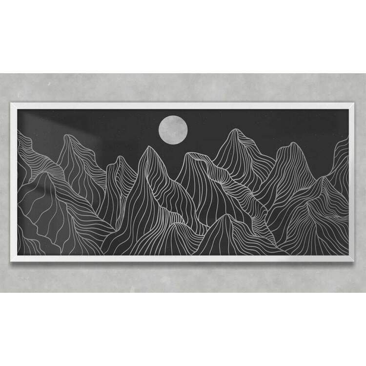 Quadro Decorativo Slim Abstrato Montanhas e Lua