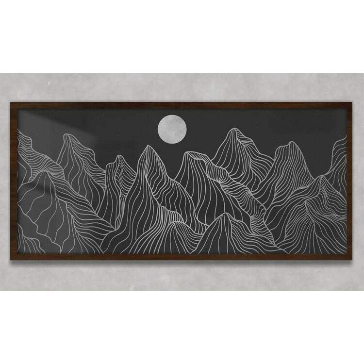 Quadro Decorativo Slim Abstrato Montanhas e Lua