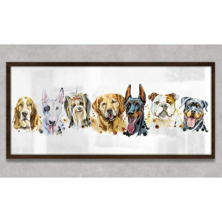 Quadro Decorativo Slim Abstrato Pintura Raas de Cachorros