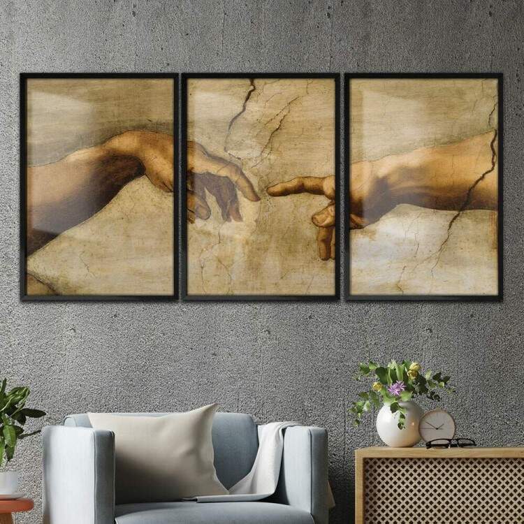 Kit 3 Quadros Decorativos Mos da Criao