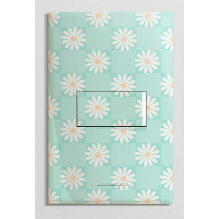 Interruptor Impresso Floral Fundo Azul
