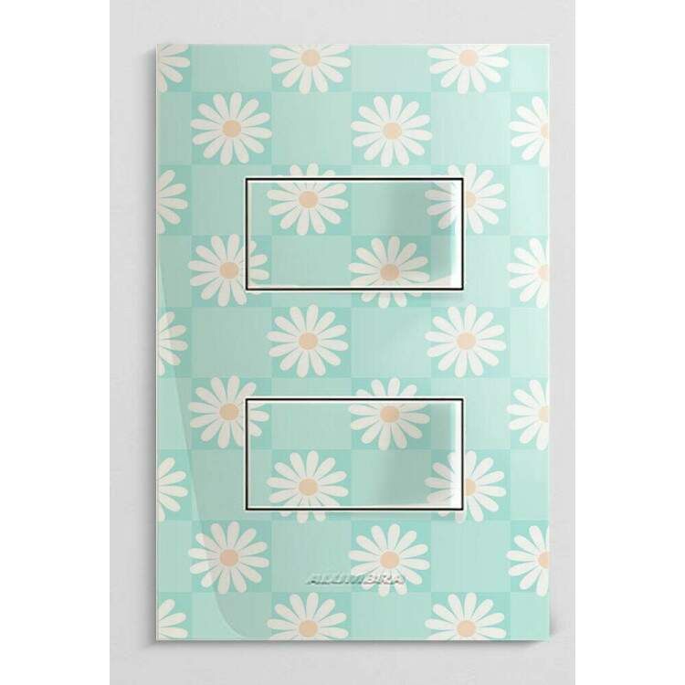 Interruptor Impresso Floral Fundo Azul