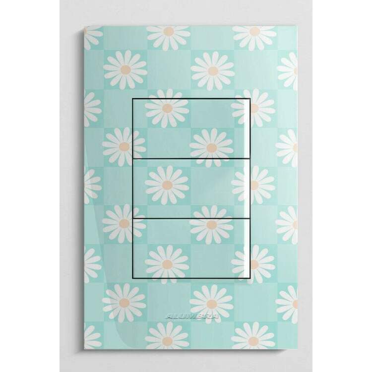 Interruptor Impresso Floral Fundo Azul