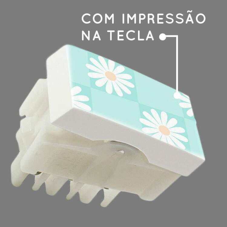 Interruptor Impresso Floral Fundo Azul