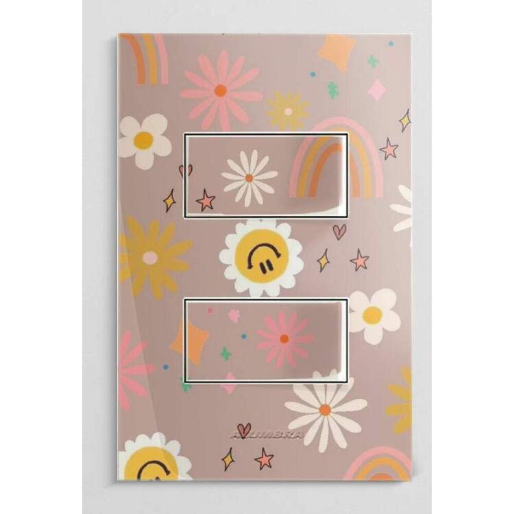 Interruptor Impresso Floral Fundo Marrom