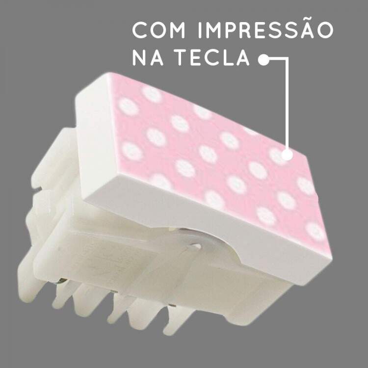 Interruptor Impresso Rosa com Bolinhas Brancas