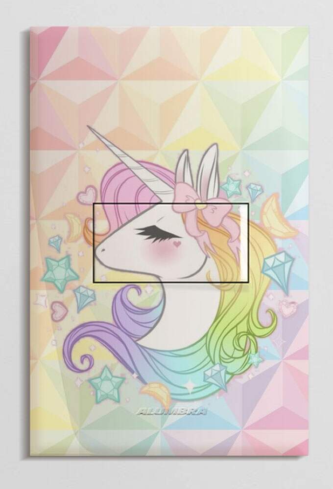 Interruptor Impresso Unic�rnio com Fundo Colorido