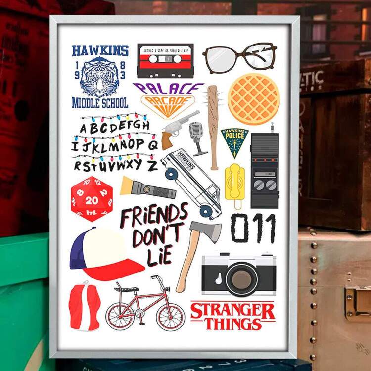 Quadro Decorativo Stranger Things Elementos Importantes