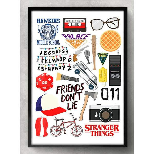 Quadro Decorativo Stranger Things Elementos Importantes